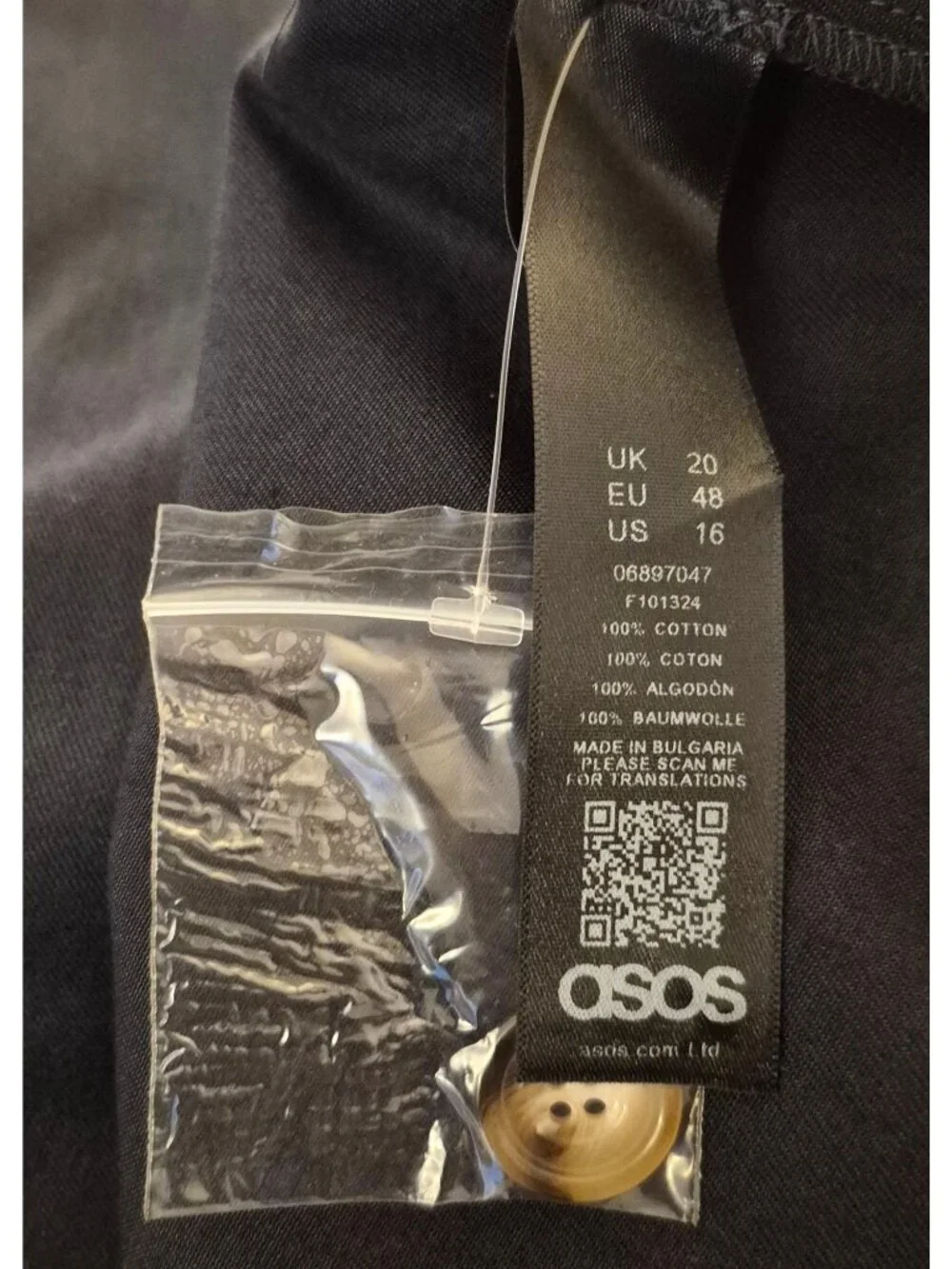Asos 100% Cotton Black w/White Contrast Stitch Button Front Maxi Skirt Sz 16 NWT